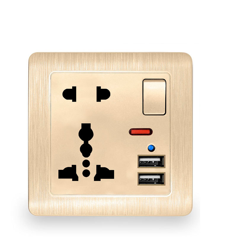 Multifunctional British Standard Socket Fivehole USB Panel With Switch