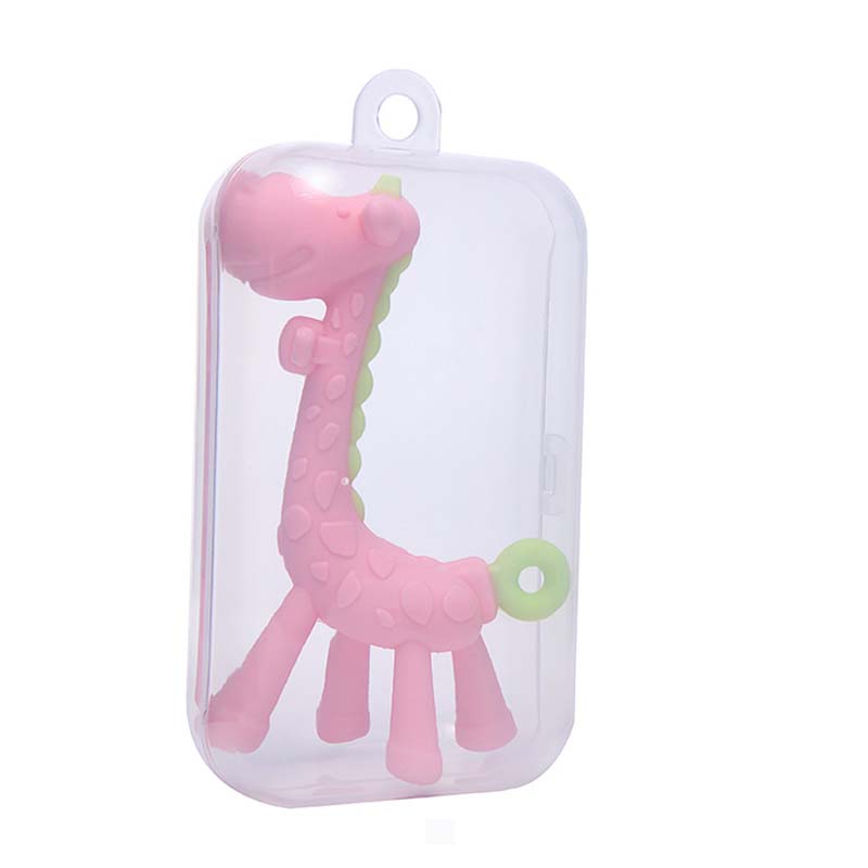 JDEFEG Teether Toy Children's Soft Giraffe Silicone Stick Molar