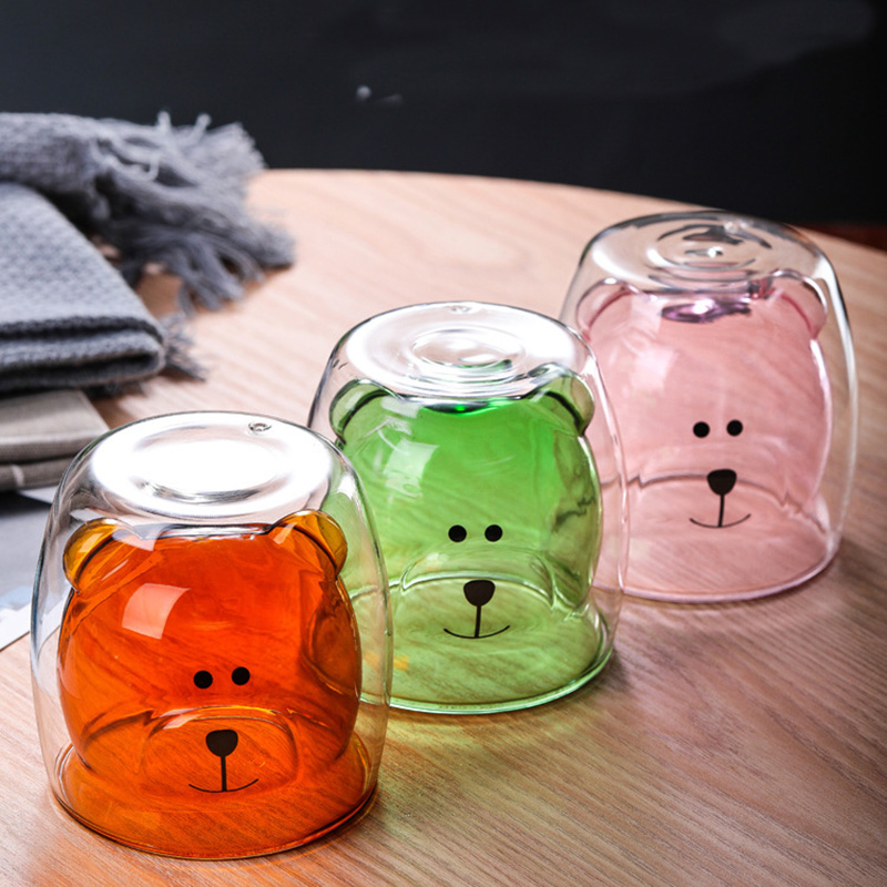 Bear children milk glass drinking glasses collection