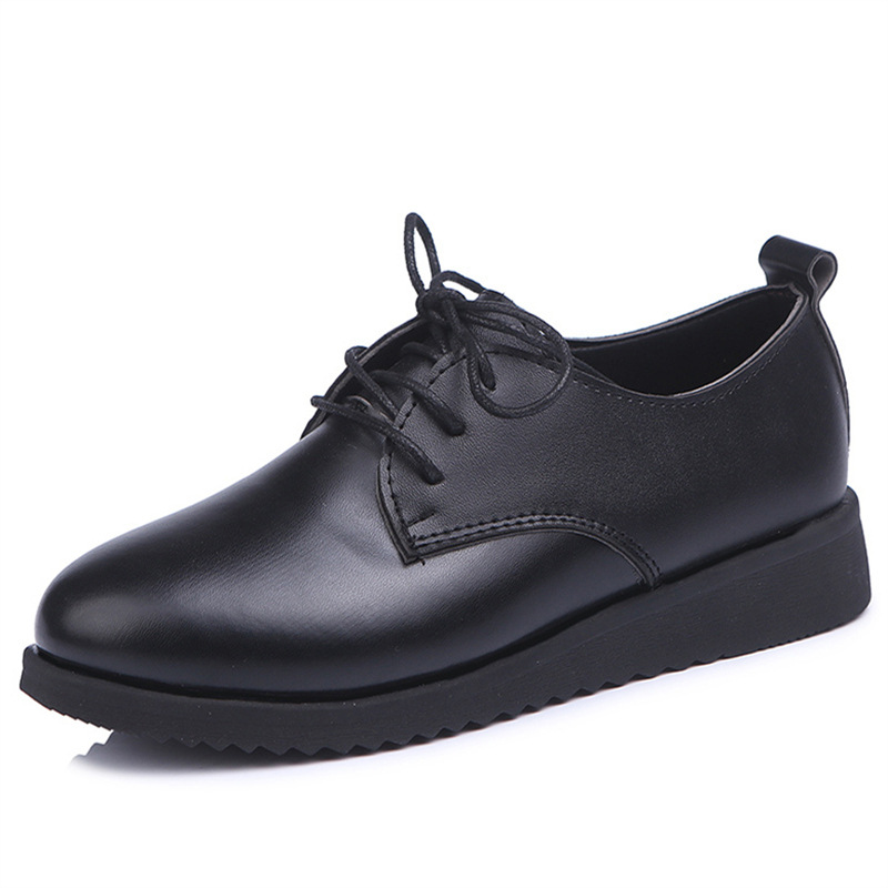 Black Flatbottomed Round Toe Professional Work Shoes Women