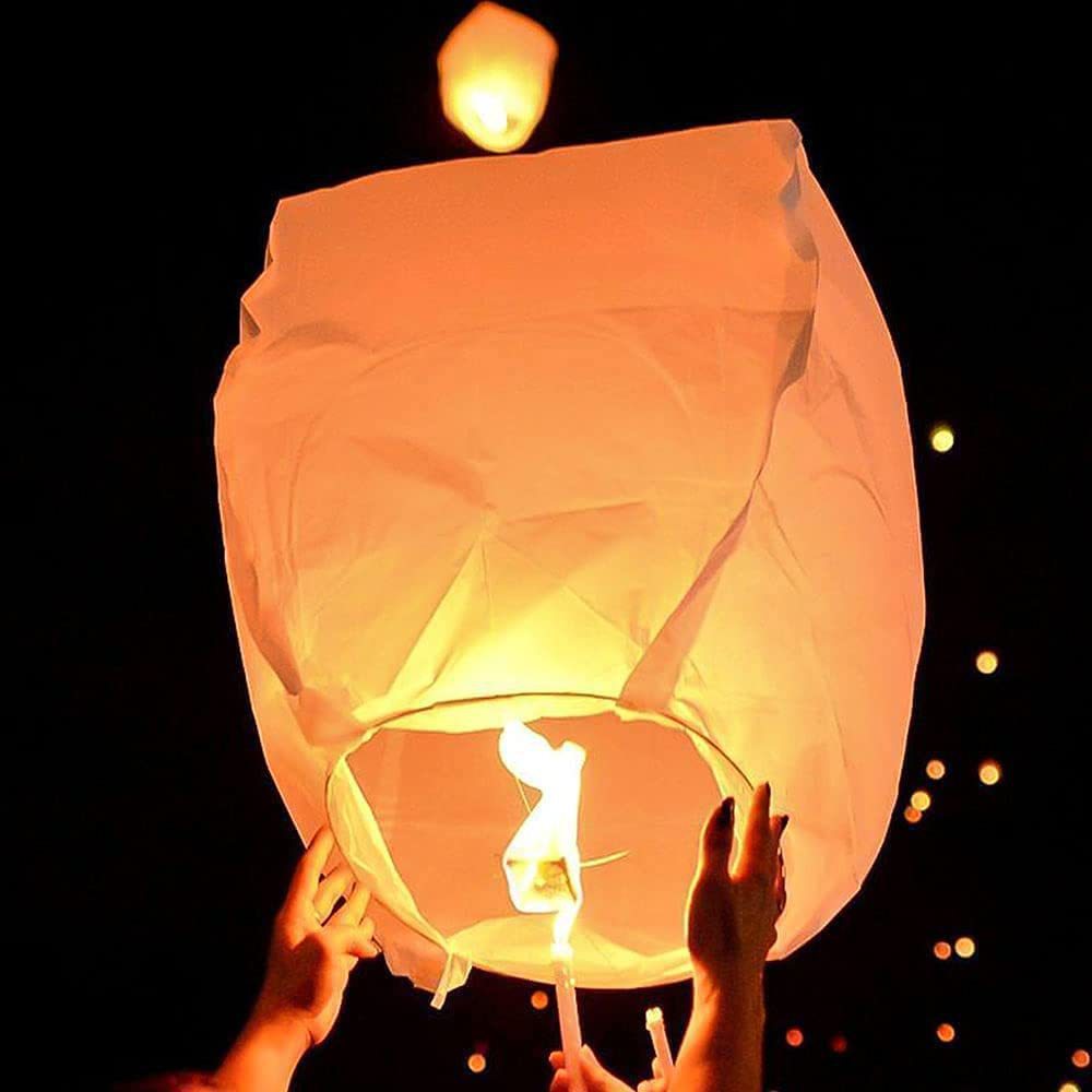 Kongming Lantern Wishing Lamp White Oval Flame Retardant Paper Cjdropshipping