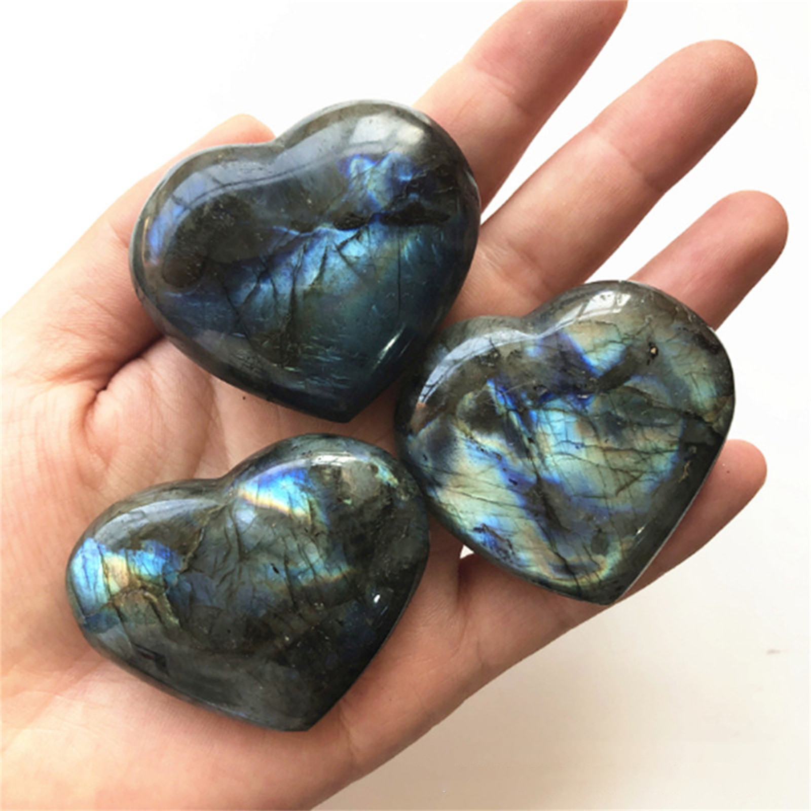 Crystal Labradorite Palm Stone Healing Quartz Gemstone