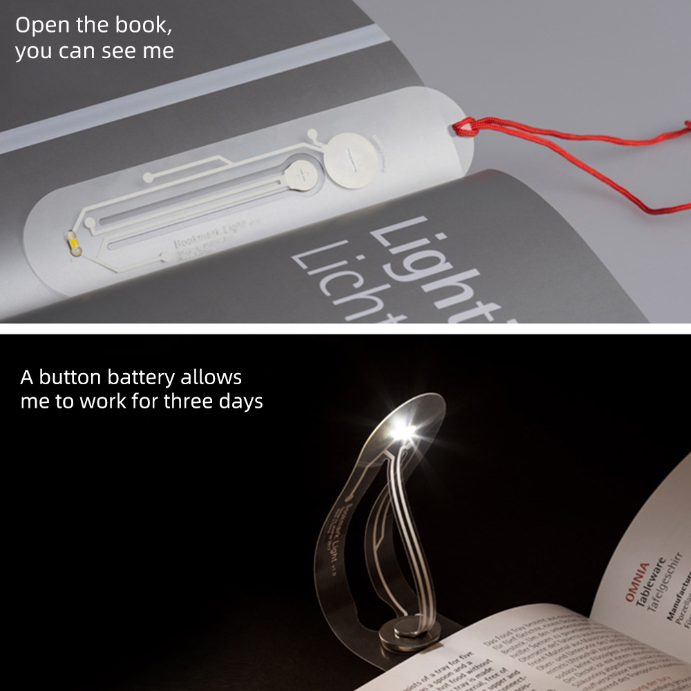 Mini Thin LED Book Light For Reading Bulbs Novelty Card Flashlight Funny Night Light Bookmark Lamp