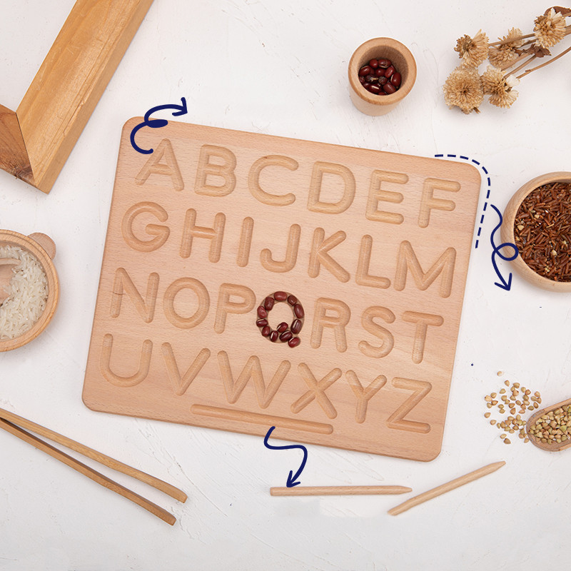 Baby Toys Educational Early Education Beech Wood Panel Number Alphabet