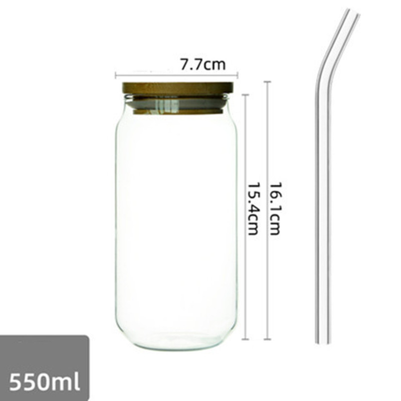 Philadelphia can shaped glass with lid 550 ml
