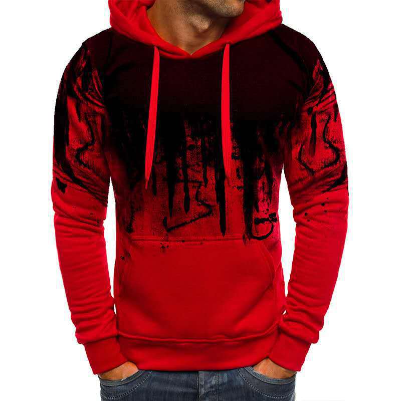 Men's Velvet Sweatshirt With Ink-splashing Print Pullover Sweater