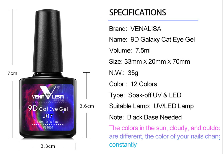 VENALISA 9D Cat Galaxy Eye Gel Nail Polish