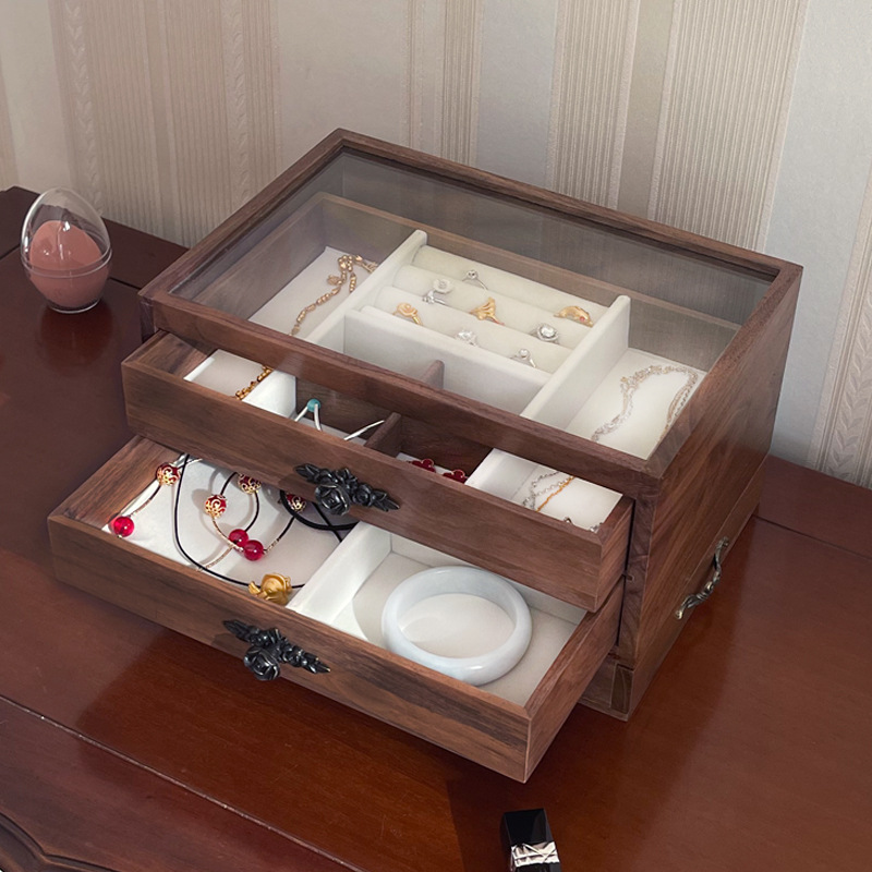 Black Walnut Jewelry Box Luxury Solid Wood CJdropshipping