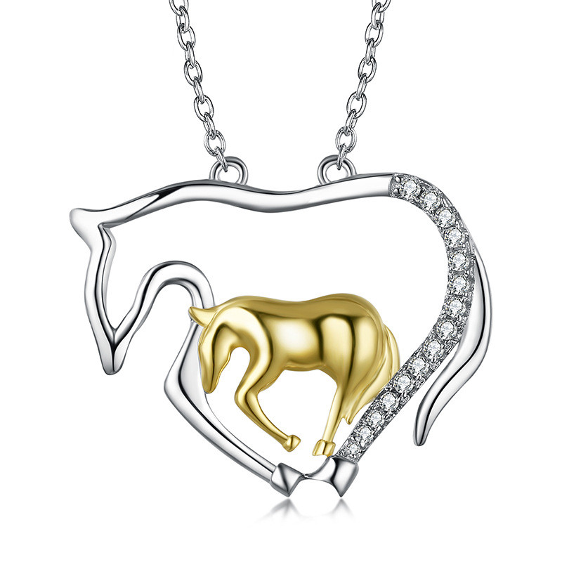 Women's 925 silver horse pendant necklace