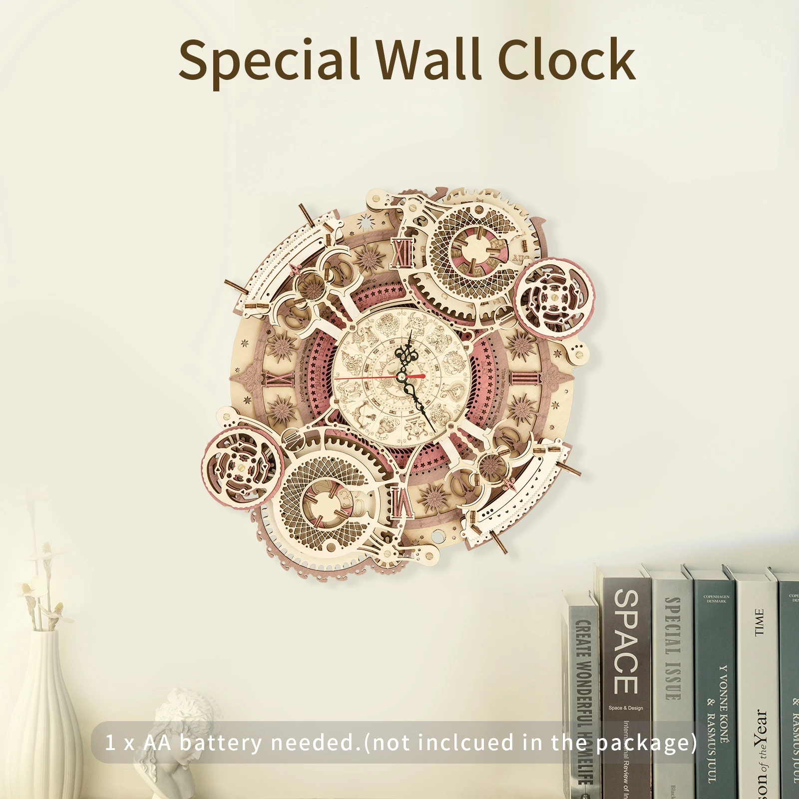 Robotime ROKR Zodiac Wall Clock 3D Wooden Puzzle Model Assembly Toys Gifts for Children Kids Teens LC601 Support Dropshipping