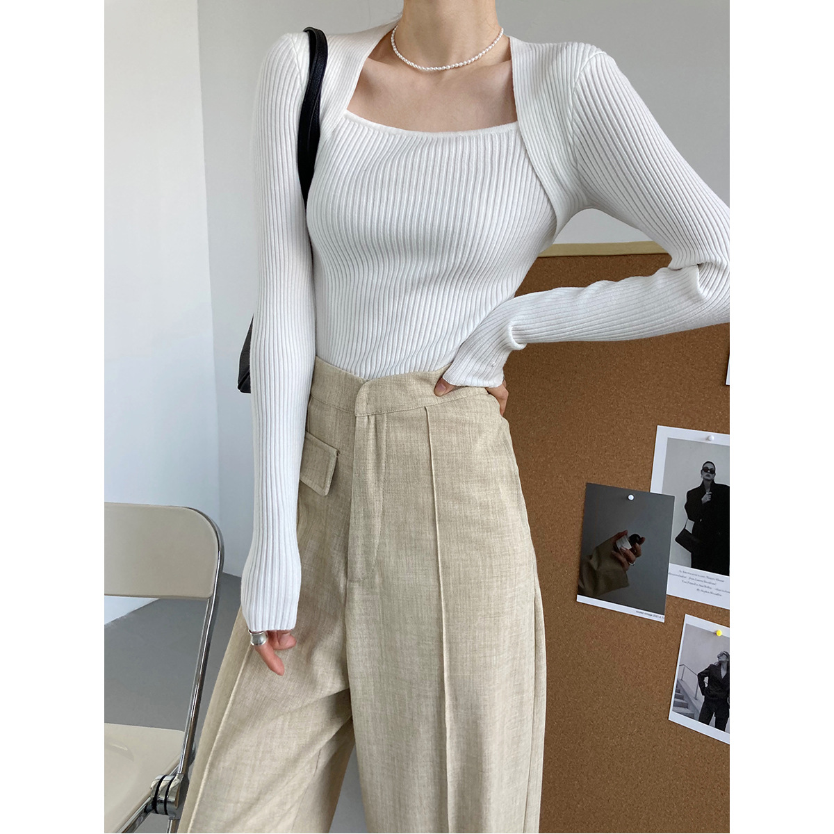 Autumn Long Sleeve Square Neck Knit For Women - CJdropshipping