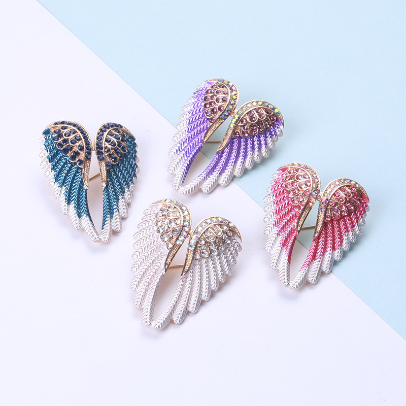 Diamond Angel Wings Brooch Multicolor - CJdropshipping