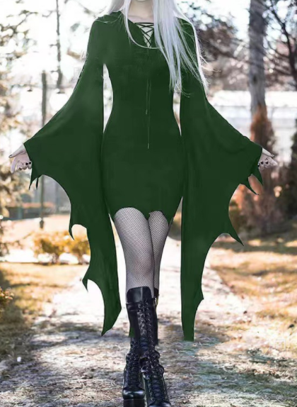 Vintage Cosplay Dress Halloween Gothic For Women - Green