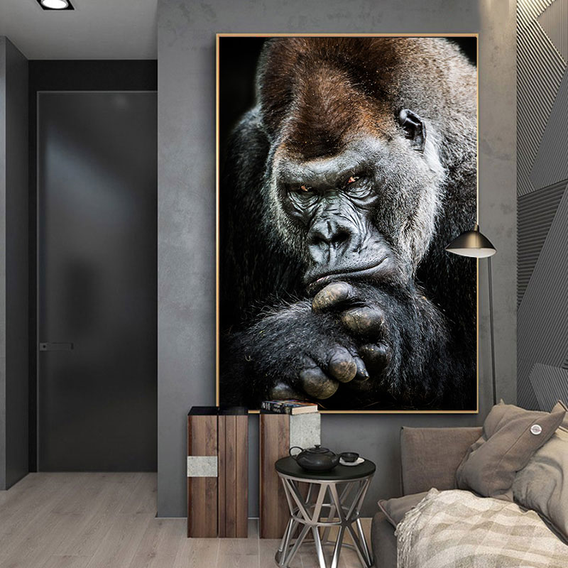 Black Gorilla Canvas, Monkey Wall Art Animal Posters And - CJdropshipping