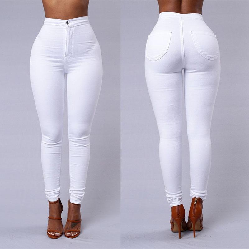 Casual Pants For Women High Waist Stretch Slim Trouser Skinny Candy Color Jeans