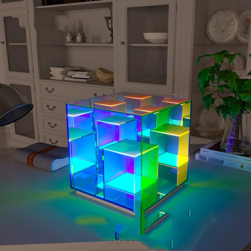 Acrylic Lamp Cube LED Color Table Lamp Cube Box CJdropshipping