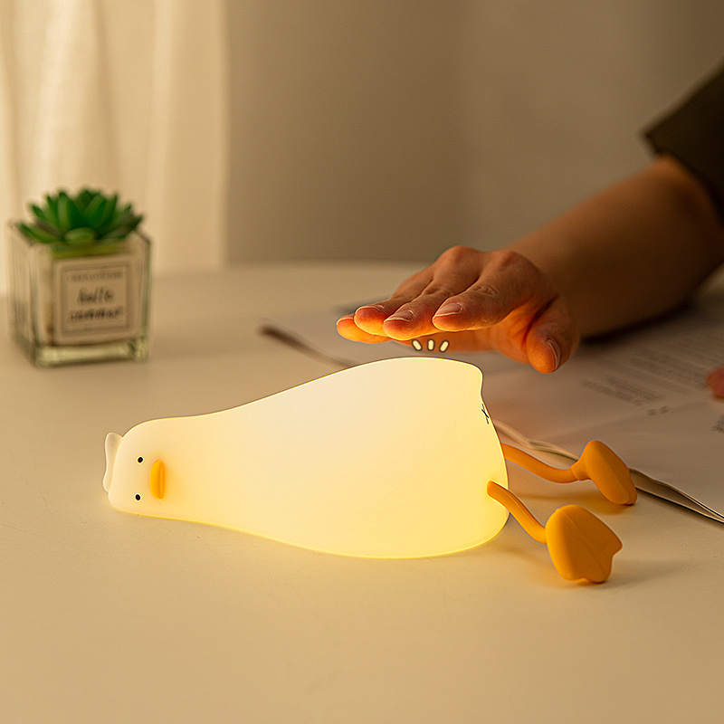 Lie Flat Duck Silicone Night Light Children's Bedside Table Lamp LED ...