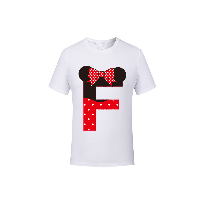 fdf08aa4 f0a6 42ce 9df5 a553d638e89d - 26 English Letters Cartoon Series Round Neck Cute Sweet Number Printing T-Shirt