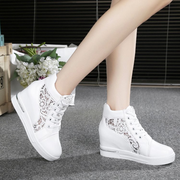 Mesh Thick-Soled Single Shoes White Shoes Women