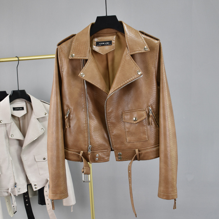 Retro Faux Leather Textured Jacket - Vintage Vegan-Friendly Leather Coat