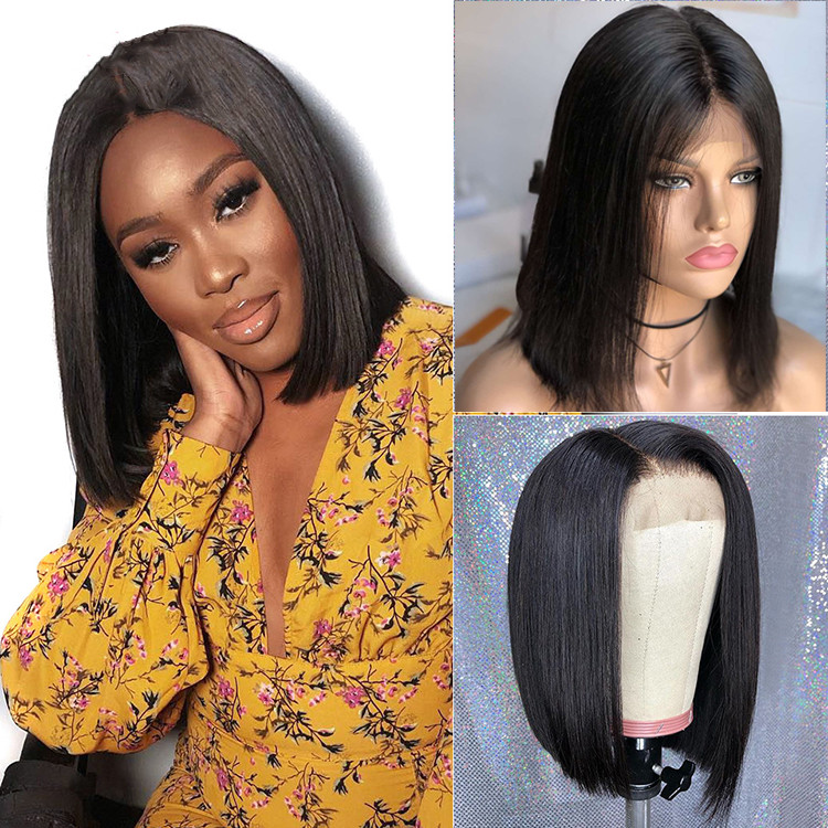 Front lace black Synthetic Straight Hair