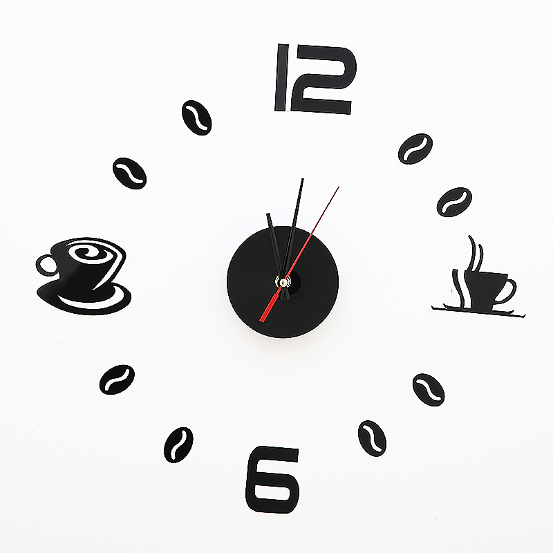 Coffee Digital Wall Clock Highend Living Room DIY Wall Sticker
