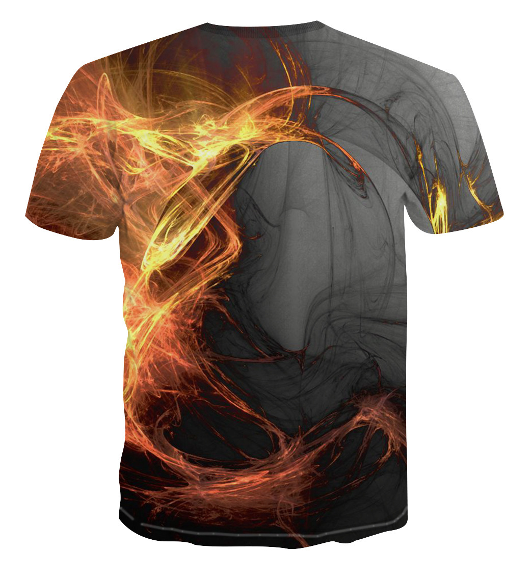 Flame Cool Pattern Men's Casual Short Sleeve Digital Printing 3D T ...